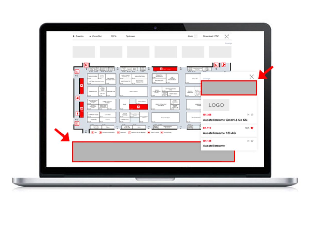 Banner in the online hall plan