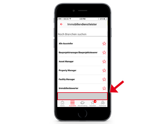 Directory banner in the app
