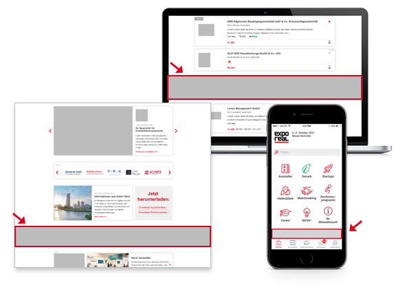 Leaderboard (online) und Banner auf der Startseite (App)